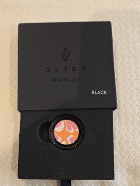 BURGA Black Ring Holder with Pink & Orange Pattern
